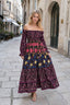 Patchwork Puff Sleeve Boho Dress