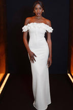 Ruffle Trim Bardot Party Dress
