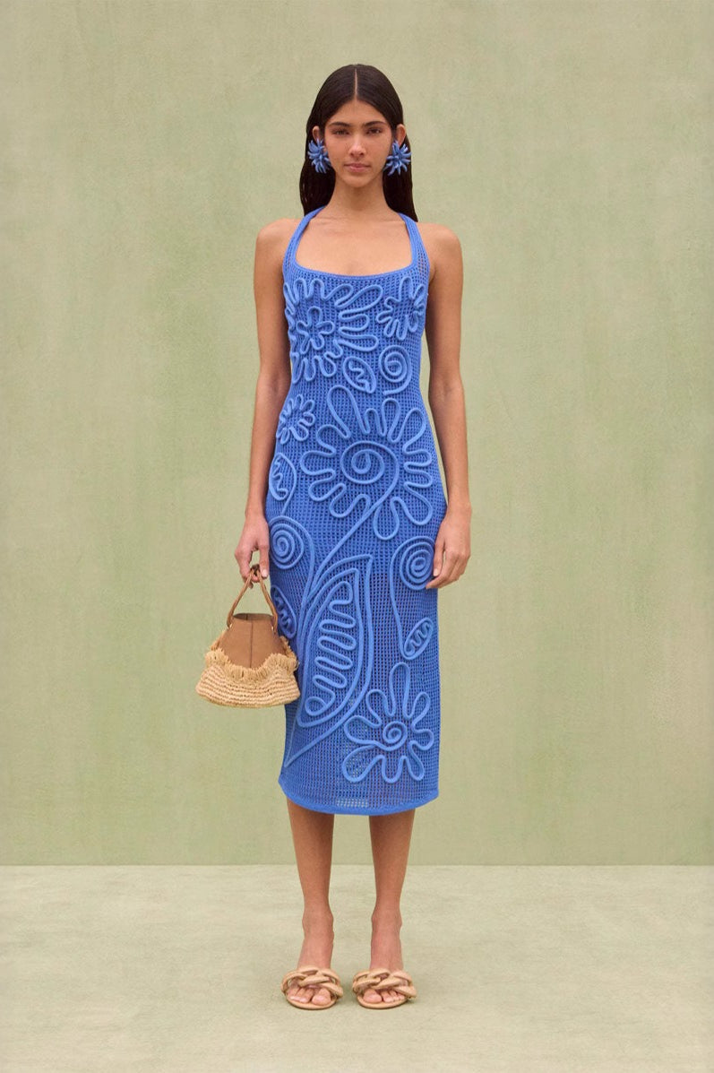 Knit Sleeveless Solid Color Backless Maxi Sweater Dress Main image