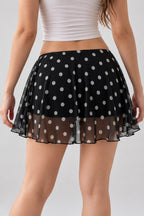 Sheer Polka Dot Mesh Mini Skirt