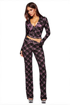 Graphic Zip Hoodie Flared Pants Two Piece Set