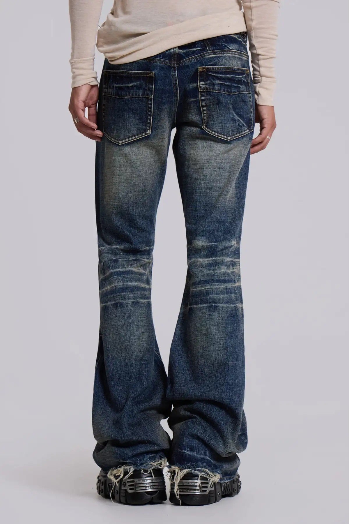 Vintage Washed Low Rise Bootcut Flare Jeans