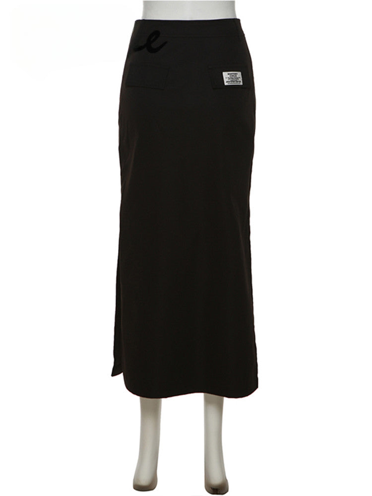 Simple Black Split  Slim Light Cool Feminine Charm Skirt Secondary image