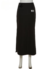 Simple Black Split  Slim Light Cool Feminine Charm Skirt