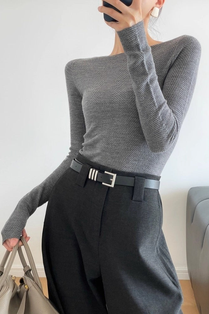 Seamless Ripple Stitch Knit Top Secondary image