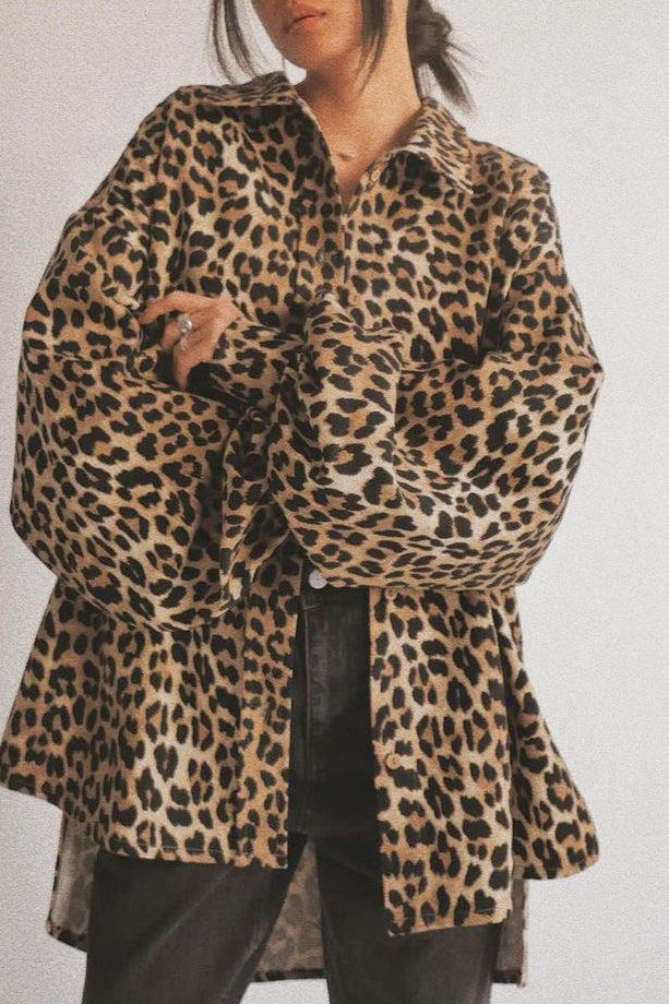 Leopard Oversized Shirt Style Coat Main image