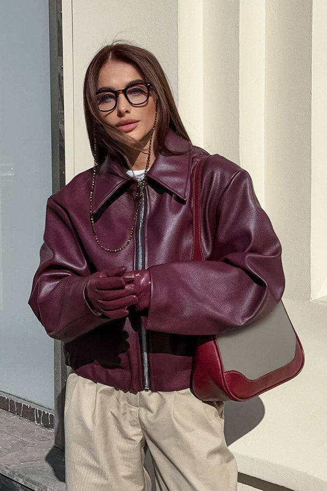 Oversized Moto Leather Jacket Main image
