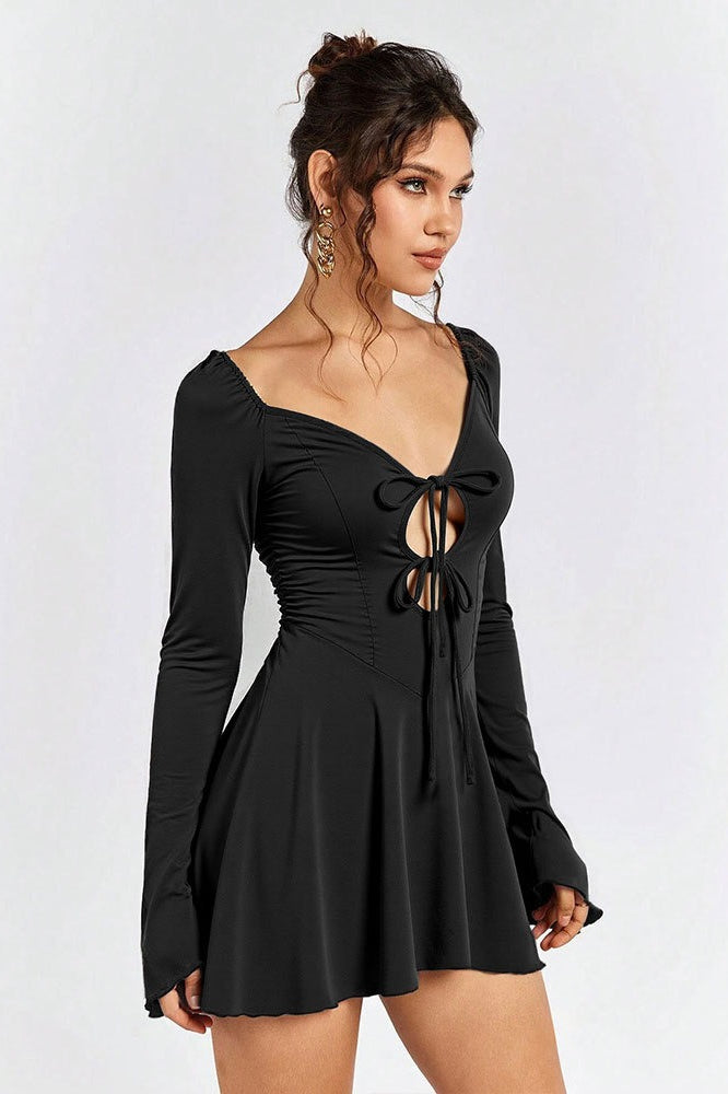 Ruffle Trim Corset Lace Up Cut Out Mini Dress Secondary image