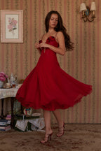 Sculpted Flower Plunge Midi Slip Dress