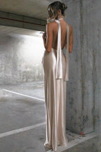 Deep V-Neck Halter Party Dress