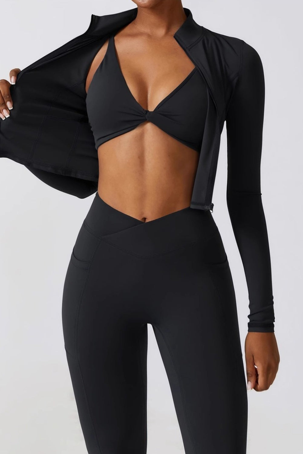 Quick Dry Stand Collar Zip Jacket Leggings Activewear Set Secondary image
