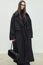 Oversized Wide Lapel Drop Shoulder Long Coat