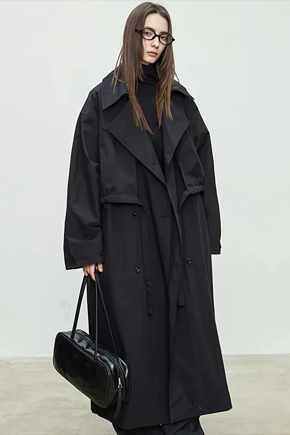 Oversized Wide Lapel Drop Shoulder Long Coat