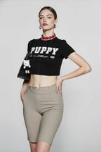 Y2K Print Cutout Crop T-shirts