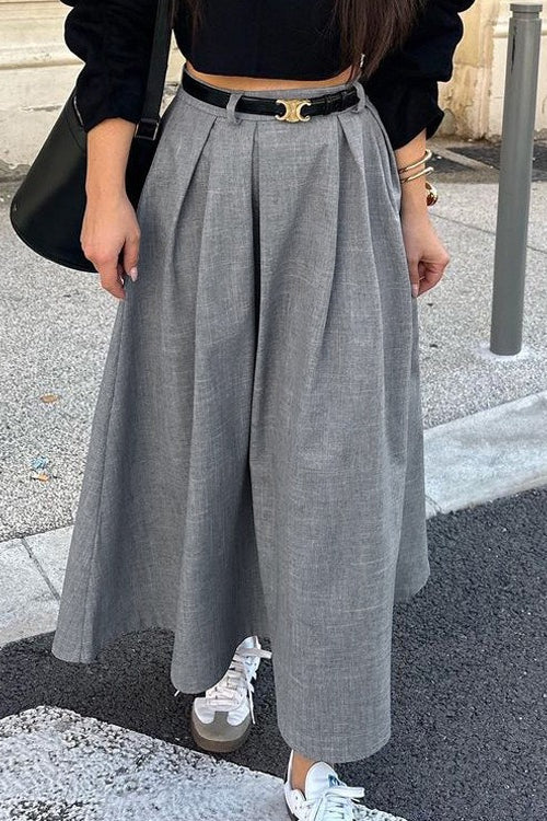 Retro A-Line Pleated Midi Skirt Secondary image