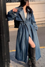 Washed Denim Relaxed Retro Long Overcoat