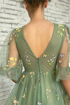 Floral Applique Ball Gown Prom Dress