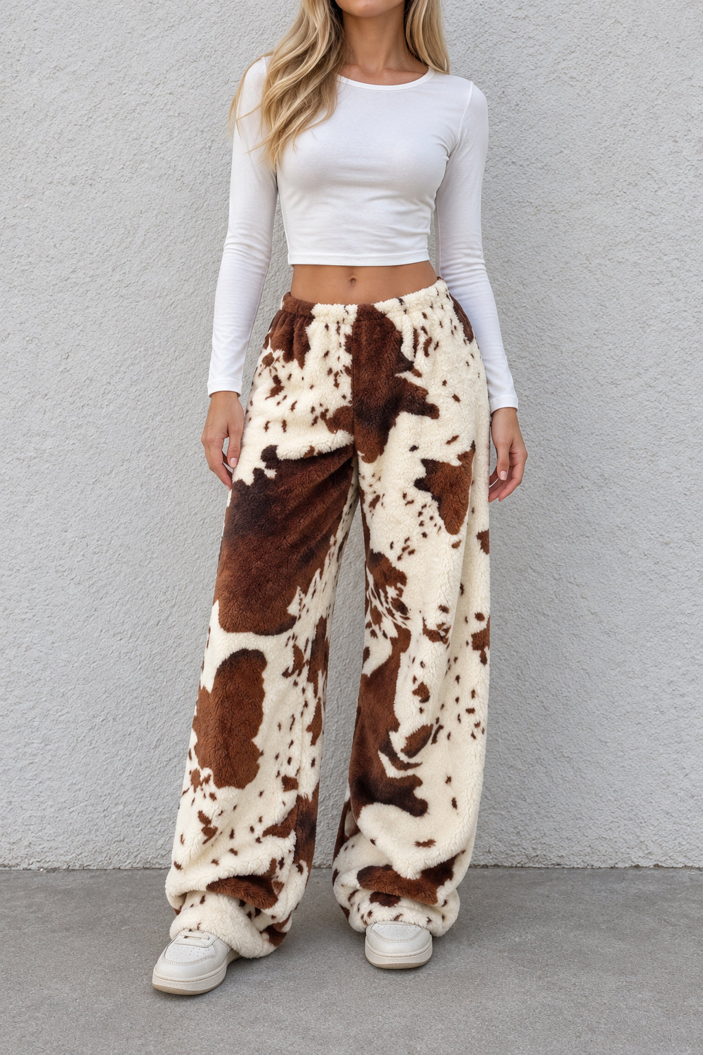 Playful Cow Print Fleece Relaxed Pants Secondary image