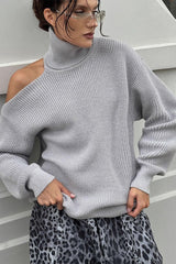 Turtleneck Cold Shoulder Knit Sweater