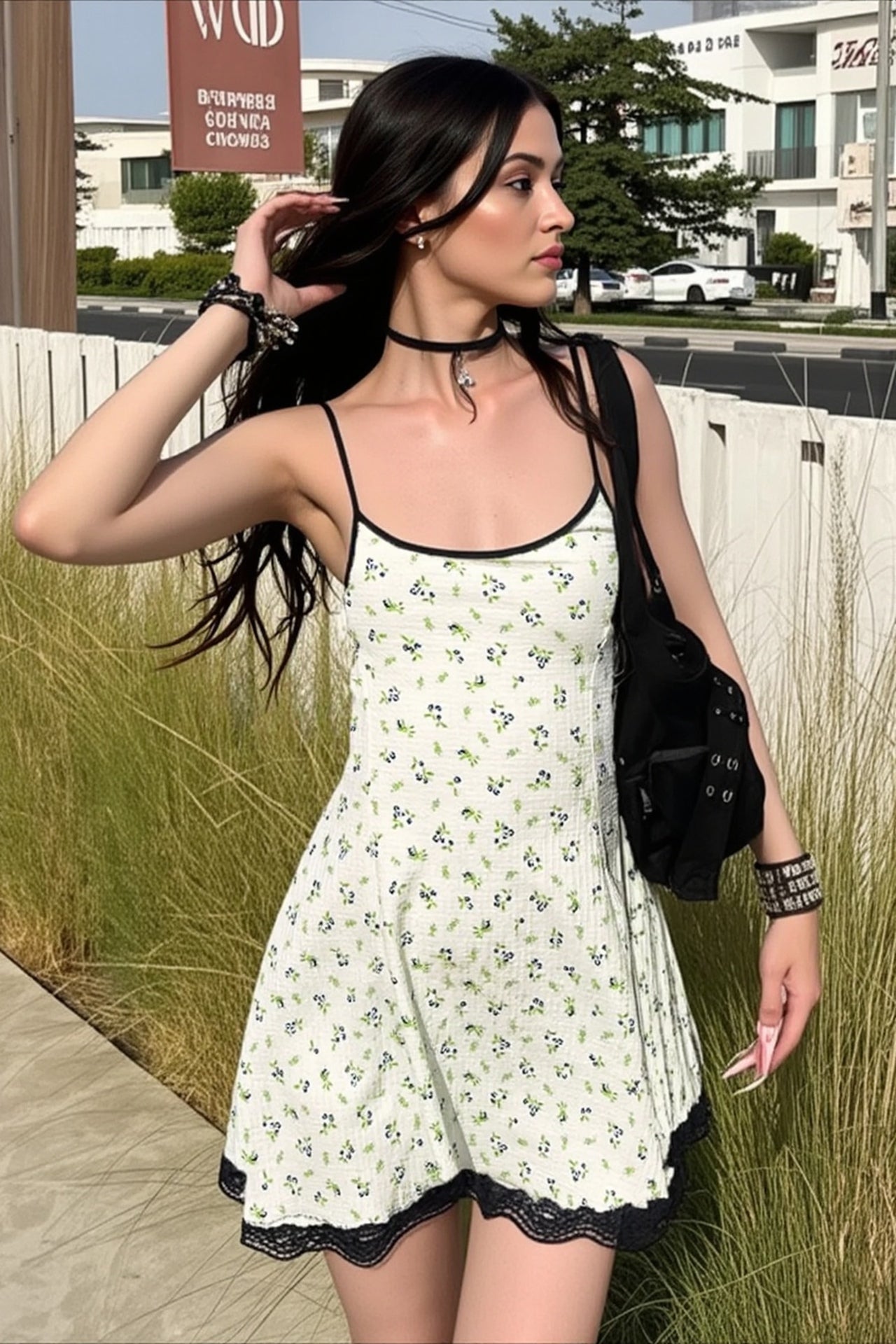 Floral Print Waist Cinch A Line Slip Dress Secondary image