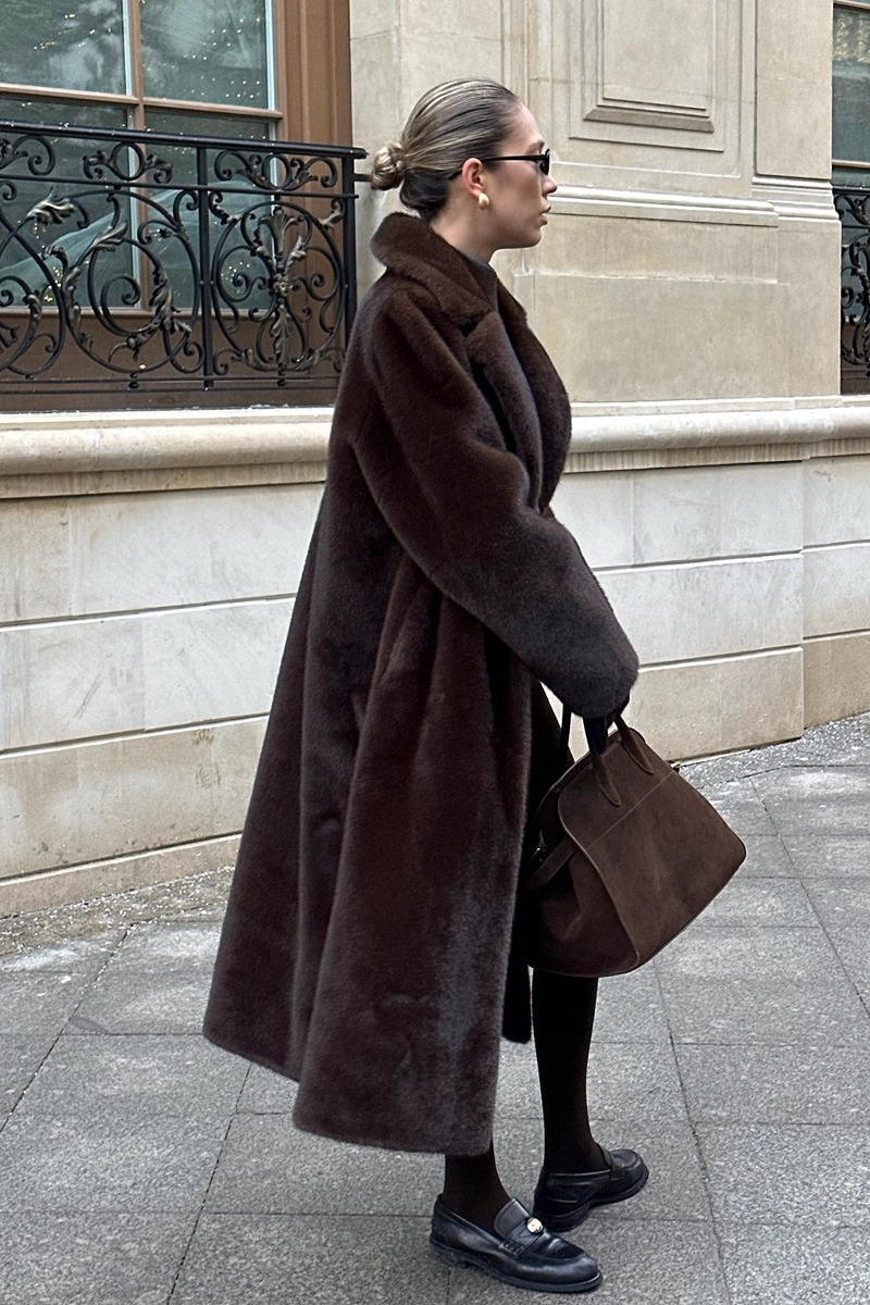 Belted Faux Mink Thick Fuzzy Extended Overcoat Main image