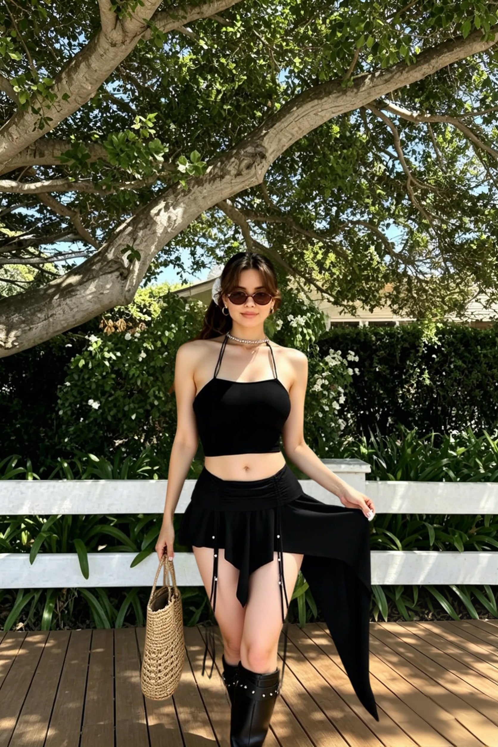 Gothic Black Ruched Waist Mini Skirt Secondary image