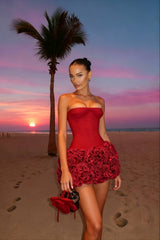 Strapless Floral Mini Dress