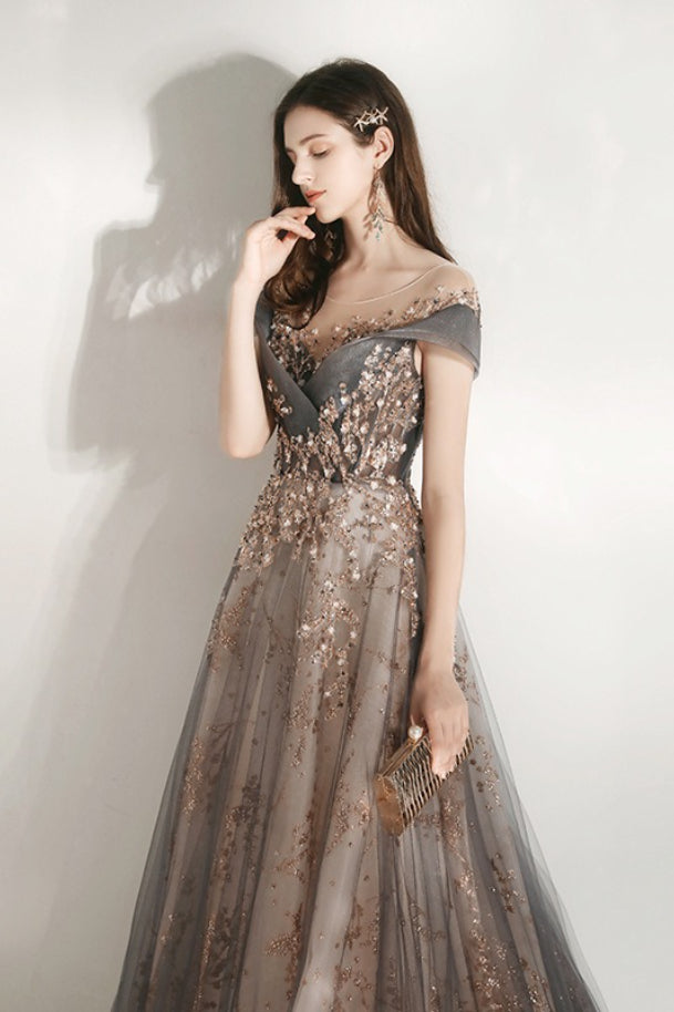 V Neck Beaded Ball Gown Prom Dress Secondary image