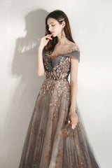 V Neck Beaded Ball Gown Prom Dress