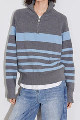 Color Block Striped Knit Sweater