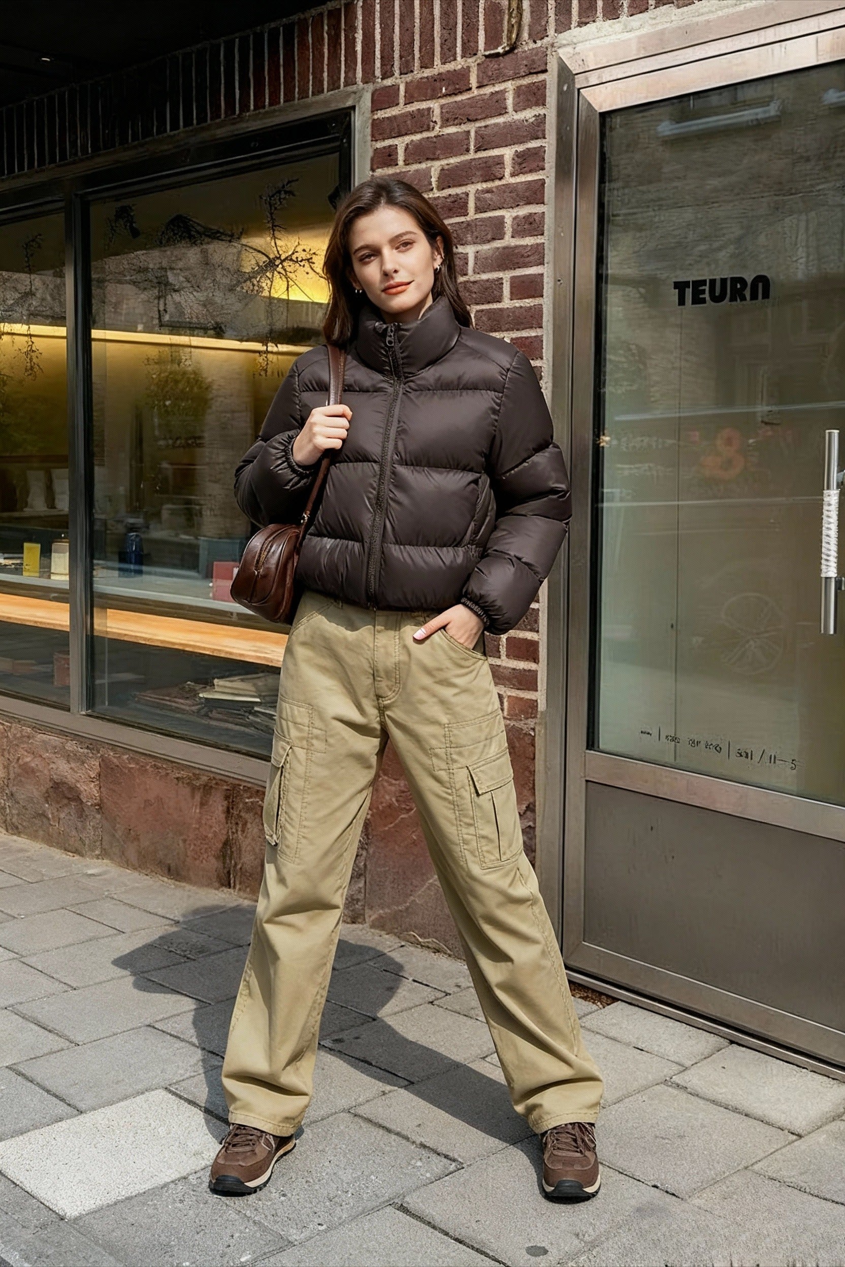 Cocoa Bean Stand Trendy Collar Quilted Puffer Coat Main image