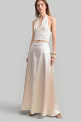 Solid Color Flowing Maxi Skirt