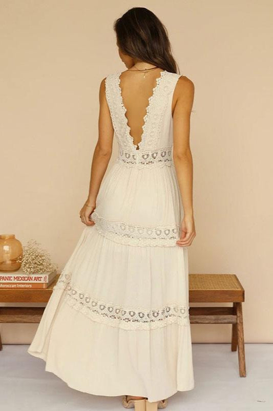 Elegant Lace V Neck Mid Rise Boho Dress Secondary image