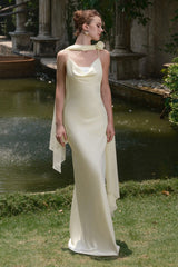 Satin Backless Tie Maxi Birthday Dress