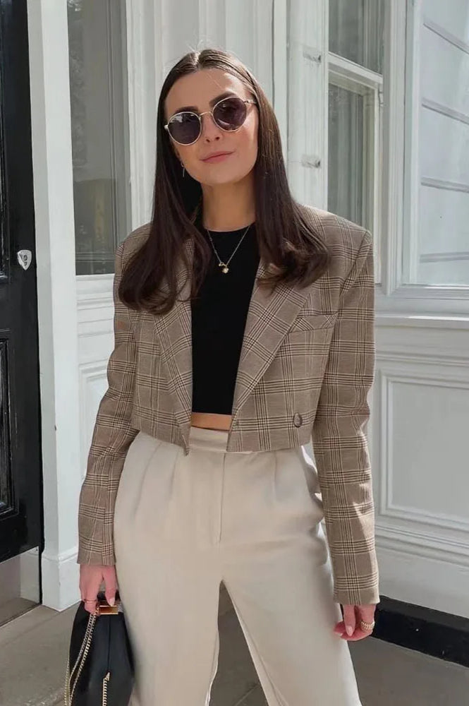 Plaid Short Casual Blazer Main image