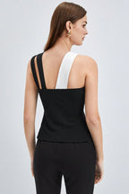 Contrast Crisscross Strap Fitted Crop Top