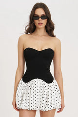 Polka Dot Strapless Bodycon Mini Dress