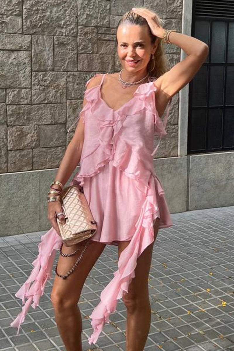 Asymmetric Ruffle Hem Cami Top Main image