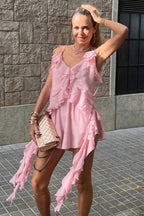 Asymmetric Ruffle Hem Cami Top