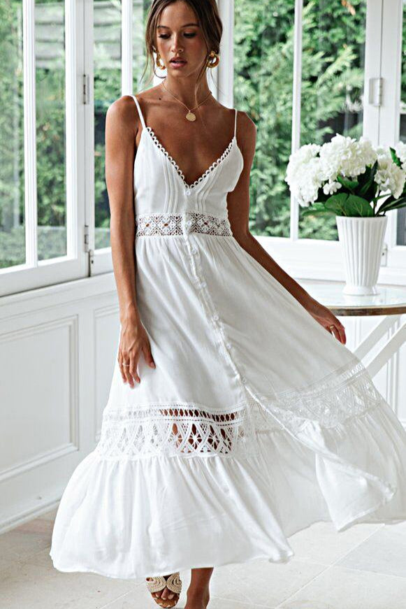 Lace Trim Sheer Flowy Boho Dress
