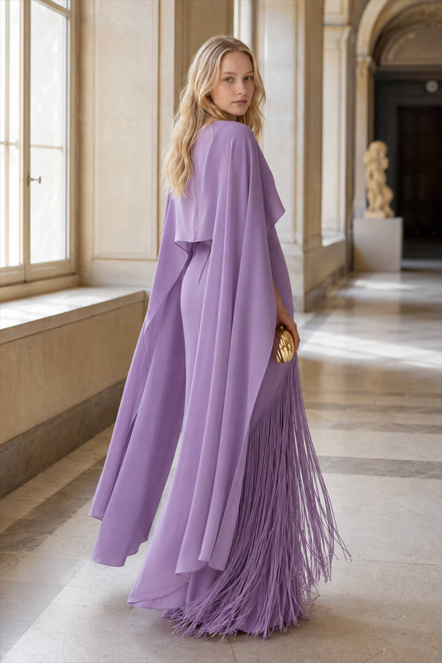 Fringe Hem Slim Fit Shawl Design Boho Dress Secondary image
