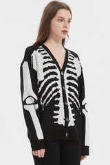 Skull Print Knit Cardigan
