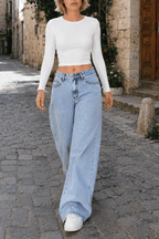 High Waist Straight Leg Wide Leg Jeans