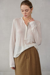 Color Block Placket Knit Top