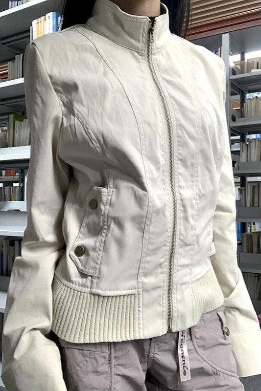 Cropped Utility Stand Collar Jacket Main image