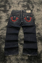 Vintage Embroidered Wide Leg Straight Jeans