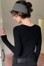 Cutout Layered Slim Long Sleeve T-shirts