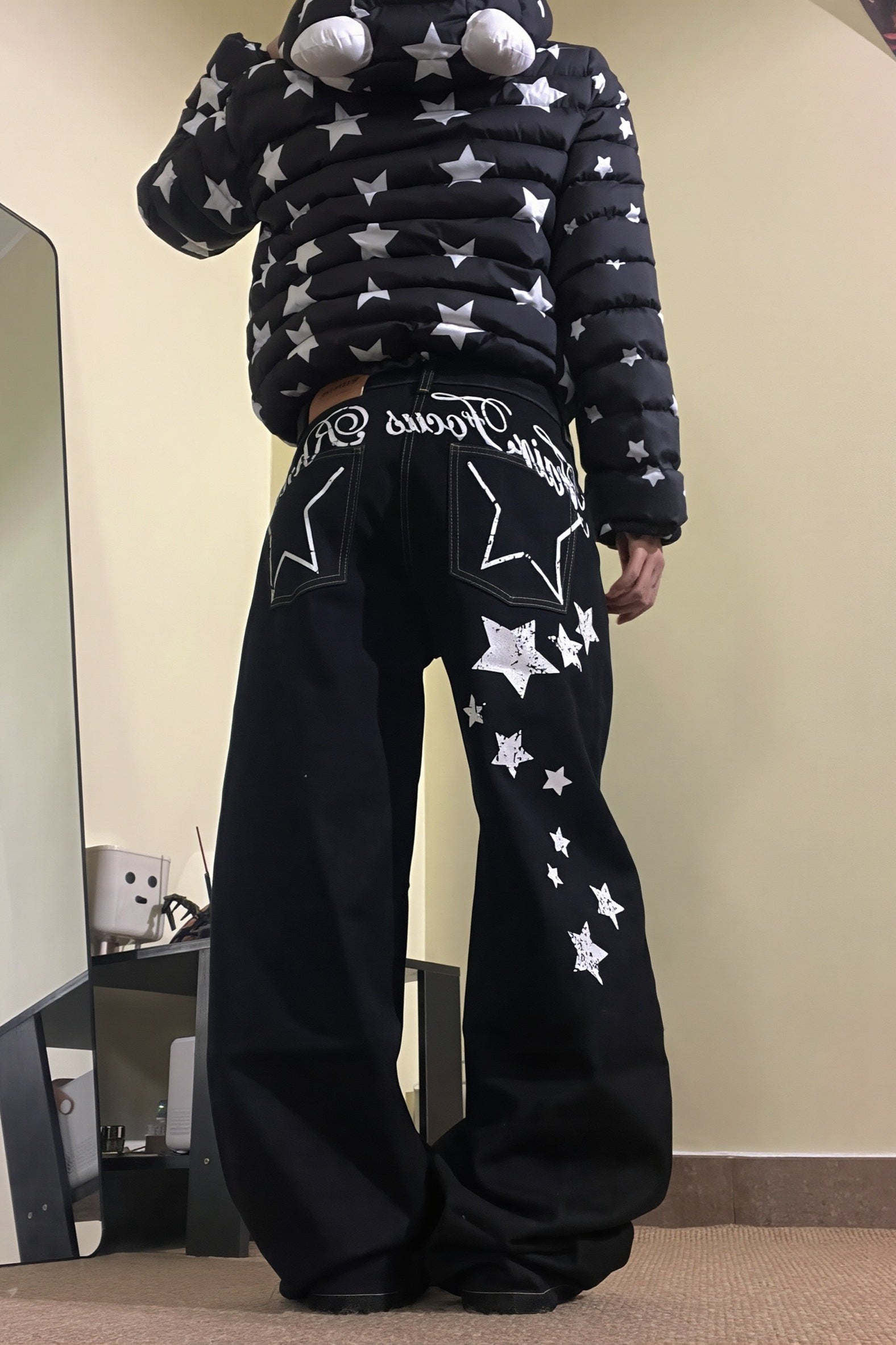 Star Letter Print Wide Leg Jeans Secondary image