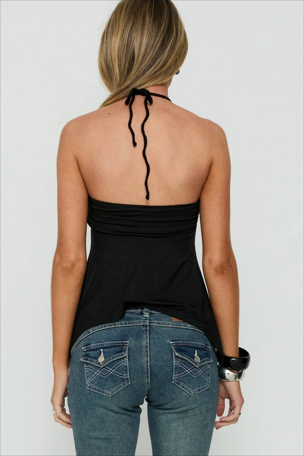 Metal Ring Ruched Handkerchief Tube Top