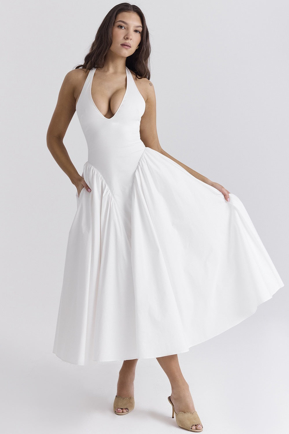 Draped Halter Maxi Party Dress Secondary image